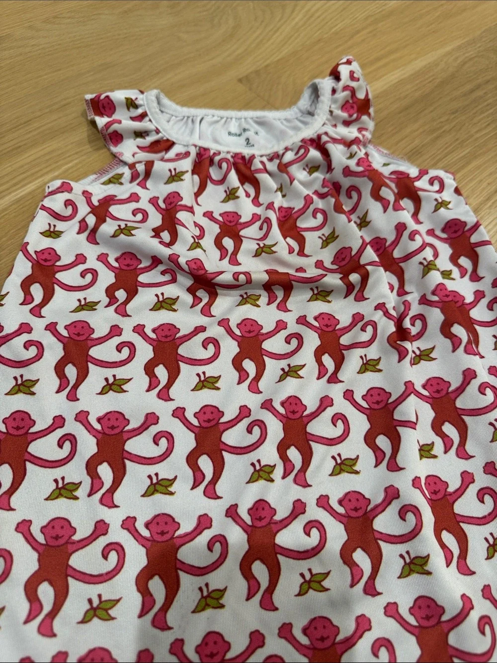 Roller Rabbit Pink Monkey Print Sleeveless Nightgown